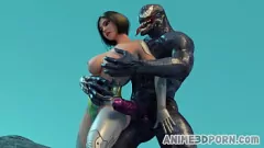 Abspielen 3D-Alien-Invasion: Vollbusiger Teenager reitet Monster mit großem Schwanz zum Abspritzen und Creampie