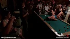 Play Slutty Princess Donna gets whipped and fucked in a public bar by Mr. Pete and Aria Aspen in this hardcore group domination scene